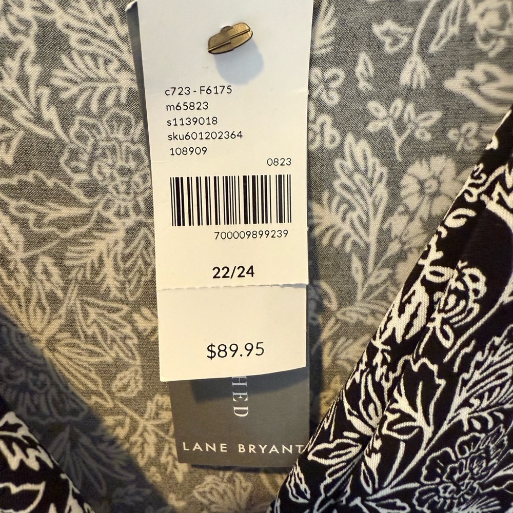 NWT Lane Bryant Black and White Midi V-Neck 3/4 Sleeve Dress Size 22/24 - Picture 3 of 8